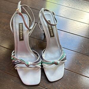 🔵 Vintage Jennifer Moore Blue Strappy Heels Size 8